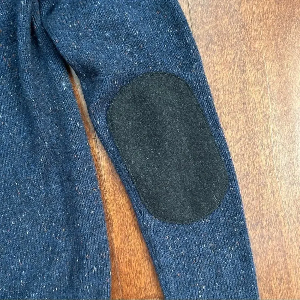Mexx Men’s Classic Elbow Patch Wool Blend Sweater, Buttons at Neck, Size Sm